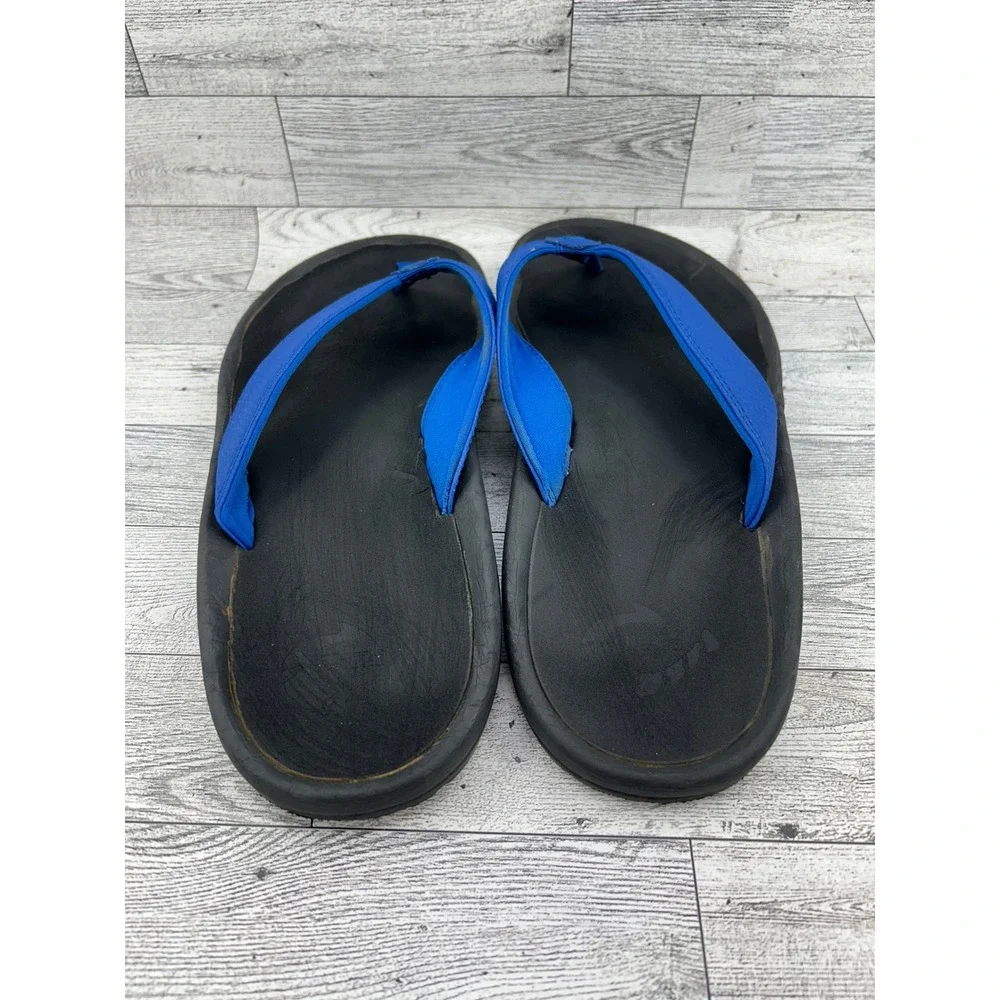 Olukai Ohana Men Flip Flops Blue Black Sandals 10110A-AH40 Size 11